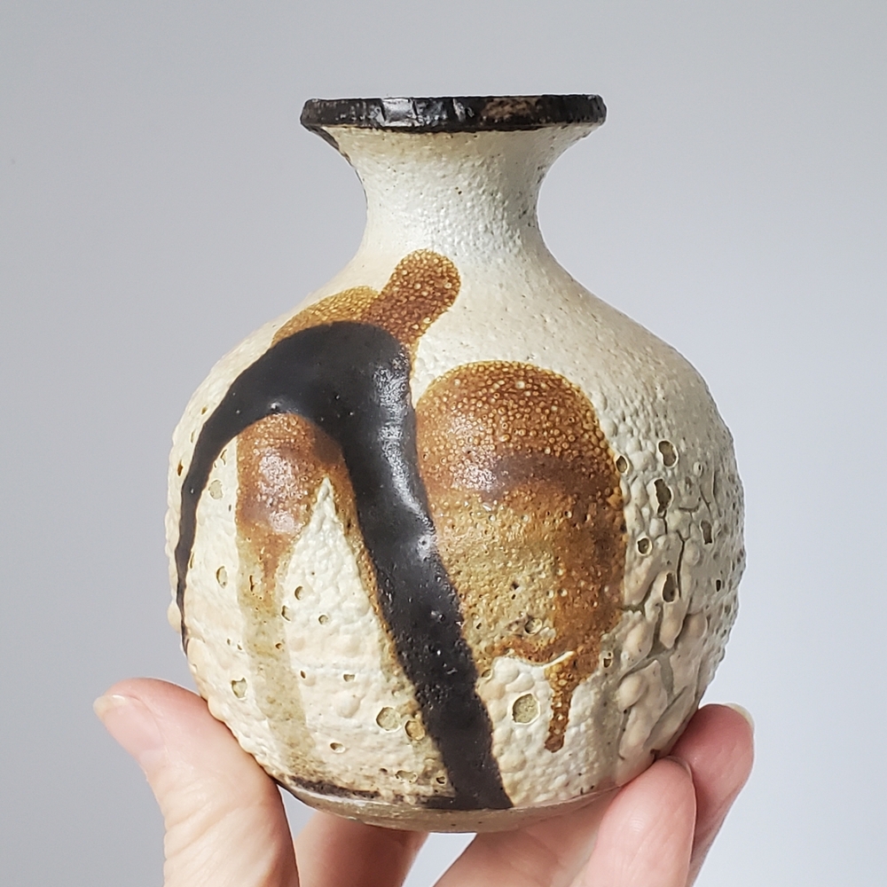 Signed Studio Pottery Vase Great Texture Fat Lava EUC